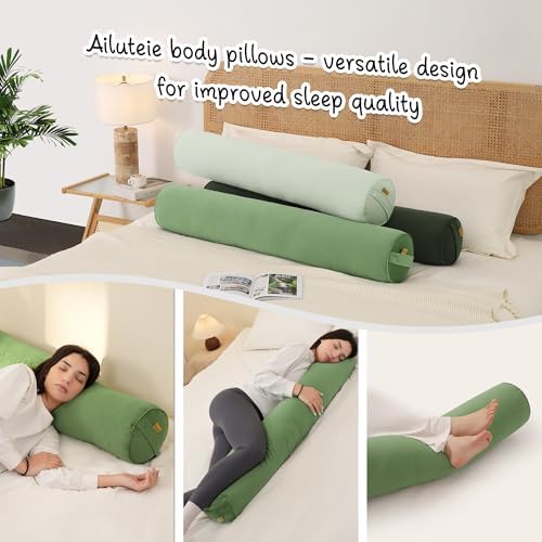 Long Round Body Pillow for Adults, 59 x 7.87 in, Olive Green - Image 6