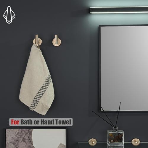 JQK Bathroom Towel Hook Champagne Bronze, Coat Robe Clothes Hook for Bathroom Wall Mounted (Pack of 2), SUS 304 Stainless Steel 0.8mm, TH100-CB-P2 - Image 4