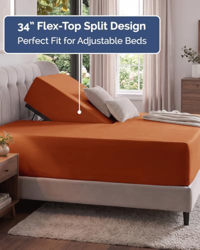 CGK Extra Deep Flex Top Split Head King Fitted Sheet Only - Terracotta - Image 3