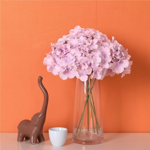 Fake Purple Hydrangea Artificial Flowers - Faux Silk Hydrangeas Flowers Heads with Stems Real Touch for Home Wedding Party Table Decor(Light Purple,Pack of 10) - Image 2