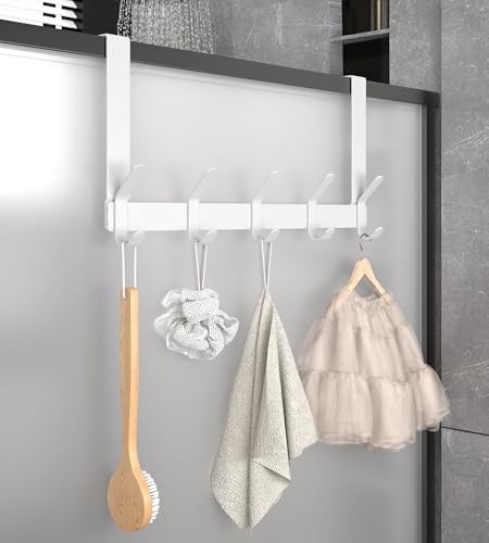 KitchLife Over The Door Hooks with 7" Extended Arms, Fits 1-3/8" Doors, J18U, Heavy Duty Bathroom & Closet Towel Rack, Double-Hooks Hanger 1 Pack, Glossy White - Image 7