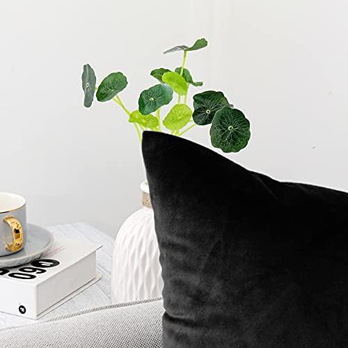 NiNi ALL Black Velvet Throw Pillow Covers 20x20 Pack of 2 Decorative Couch - Image 2
