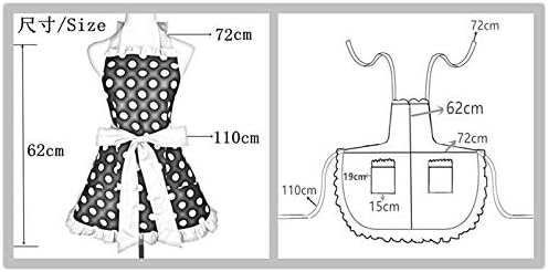 Hyzrz Cute Apron Retro Black Polka Dot Retro Ruffle Side Vintage Cooking Aprons with Pockets for Women Girls (Side Blue) - Image 7