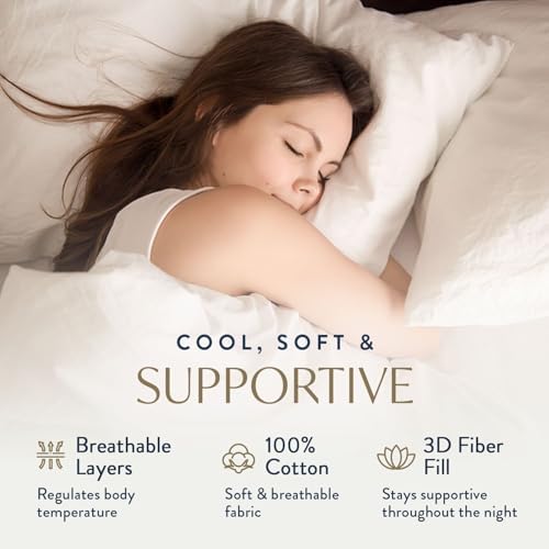 Digital Decor 100% Cotton Fabric Luxury Hotel Pillows King Size Set of 2, Cooling Down Alternative Bed Pillows for Sleeping, Hypoallergenic Soft Pillows for Side & Back, Made in USA, 36" x 20" - Image 2
