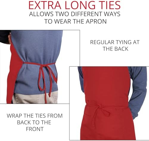 Utopia Kitchen Bib Aprons 2 Pack Adjustable With 2 Pockets - Image 5
