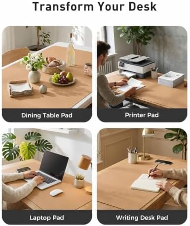 Aothia Faux Leather Desk Mat Mouse Pad, 40" x 24", Khaki - Image 6