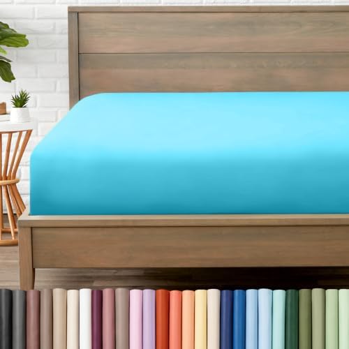 Bare Home Twin Fitted Sheet - 1800 Ultra-Soft (Twin, Aqua) by BareHome