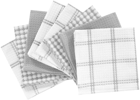 T-Fal Premium Waffle Dish Cloths: Highly Absorbent, Super Soft Long Lasting - 100% Cotton, 12"x13" Towel for Cleaning & Drying, (8-Pack), Gray - Image 2