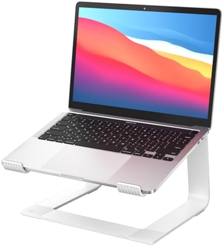 GleYo Laptop Stand for Desk Portable Computer Riser Metal Notebook Holder Printer Stand Office Desk Accessories Compatible with MacBook Air, Pro, Dell, HP, Lenovo and All 10-16" Laptops, Silver by Unknown