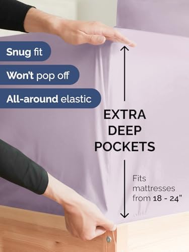 CGK Extra Deep Split King Single Fitted Sheet Only - Light Lavender - Image 2