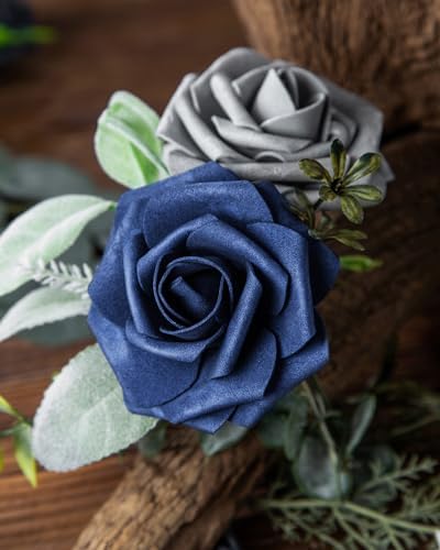 DuHouse 25Pcs Artificial Flowers Foam Roses Real Touch with Stems - Image 2