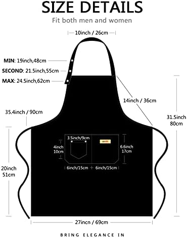 Hongsome Adjustable Button Apron for Women Men Artist Painting Pottery Garden Cooking Kitchen Chef 3 Pockets Waterproof M-XXL - Image 7