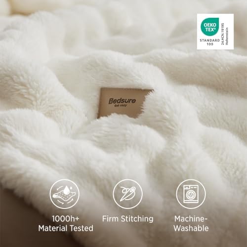 Bedsure Cloud Bubble King Throw Blanket for Bed, Off White, 108"×90" - Image 5