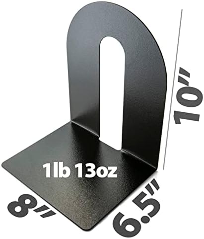 Officemate Magnetic Heavy-Duty Metal Bookends Set of 2, 10-Inch Steel Book Ends for Shelves, Book Supports for Heavy Books, Binders, and Office Organization, Black - Image 2