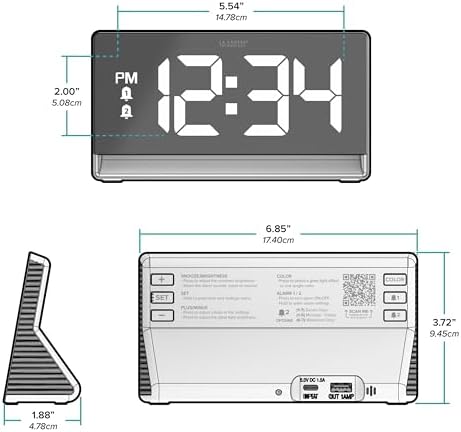 La Crosse Technology 617-149 Digital Alarm Clock with Color Changing Glow Light - Image 5