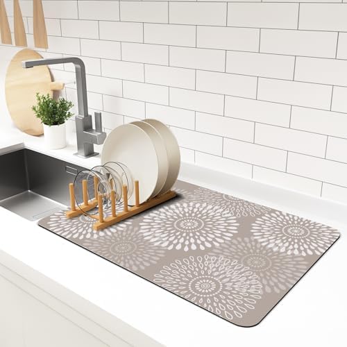 Dish Drying Mat Absorbent Kitchen Counter Mat Rubber Backing Draining Mat by LuxStep