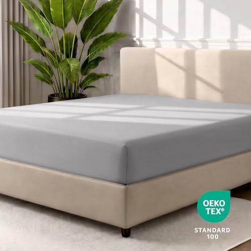 Bare Home Fitted Bottom Sheet Twin Size - Premium 1800 Ultra-Soft - Hotel Luxury - Deep Pocket - Durable and Long Lasting (Twin, Light Grey) - Image 4