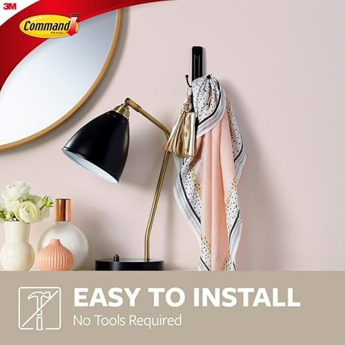 Command Large Matte Black Double Hooks, 2 Hooks and 2 Strips, Damage Free Hanging Wall Hooks with Adhesive Strips, No Tools Coat Hooks for Hanging Home Decor, Holds up to 4 lb (Pack of 3) - Image 3