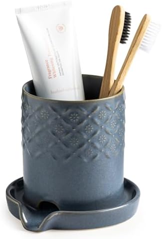 Zoeeker Toothbrush Holder, Ceramic Toothbrush and Toothpaste Holder Set by LAUCHUH