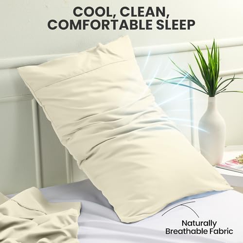 Pillow Covers Standard Set of 12, Soft and Comfy Pillow Cases, Ivory - Image 5