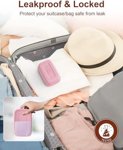 Quatish Leakproof Large Soap Dish with Lid & Draining Layer, Shatterproof Travel Bar Soap Holder Case Container, Portable Travel Size Toiletries Essentials for Camping, Gym, Bathroom, Pink - Image 4