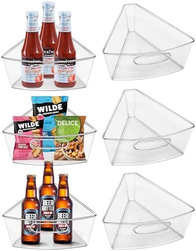 JOWBOOW Lazy Susan Organizer Bins for 28"-29" Diameter Corner Cabinet Lazy Susan, 6 Pack, Clear Plastic Cabinet and Pantry Storage Bin, 1/8 Wedge-Food Safe, BPA Free by JOWBOOW