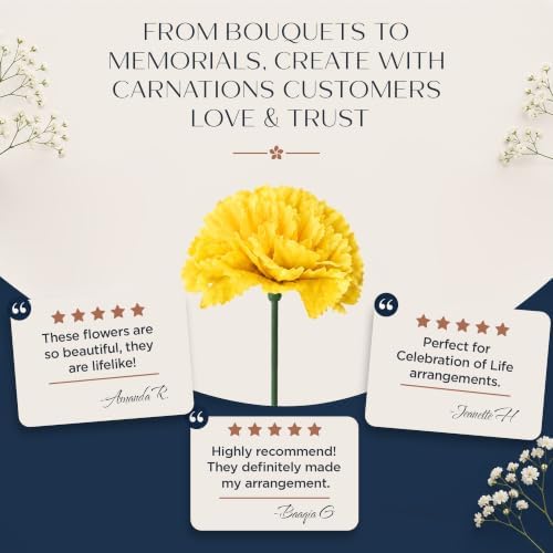 Royal Imports Carnation Artificial Flowers for Weddings – Yellow 100pk - Image 7