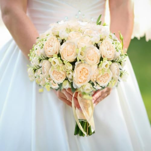 8 Packs Peonies Artificial Flowers, Champagne Silk Artificial Peonies - Image 5