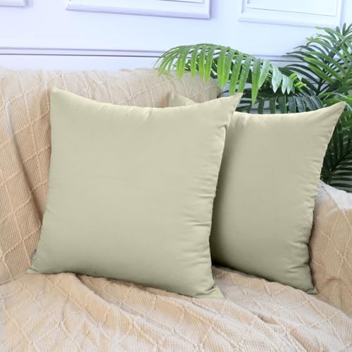 Thmyo 4-Pack 100% Cotton Solid Decorative Throw Pillow Case 22x22inch Beige - Image 2