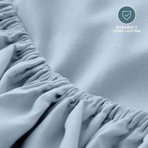 Bare Home Twin XL Fitted Sheet - 1800 Ultra-Soft (Twin XL, Dusty Blue) - Image 5