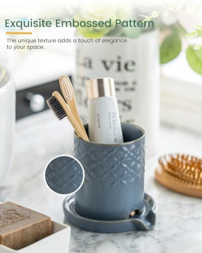 Zoeeker Toothbrush Holder, Ceramic Toothbrush and Toothpaste Holder Set - Image 4