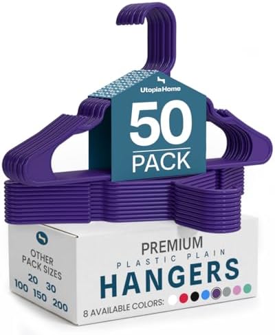 Utopia Home Plastic Hangers 50 Pack – Space Saving Clothes Hanger Purple by UTOPIAHOME