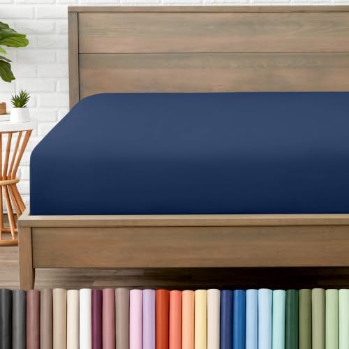 Bare Home Queen Fitted Sheet - 1800 Ultra-Soft (Queen, Dark Blue) by BareHome