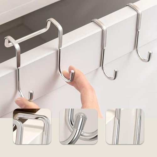 Over The Cabinet Hooks - Heavy Duty Carbon Steel Cabinet Drawer Hanger, No Drill Removable Hooks for Kitchen Or Bathroom, Over Door Towel Rack and Holder (4) - Image 6