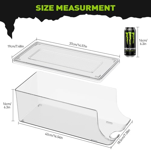 SCAVATA Soda Can Organizer for Refrigerator for Tall Cans of 16oz & 17oz, Stackable Beverage Cans Container Holder Dispenser with Lid for Fridge Pantry Rack Freezer (One Pack) - Image 5