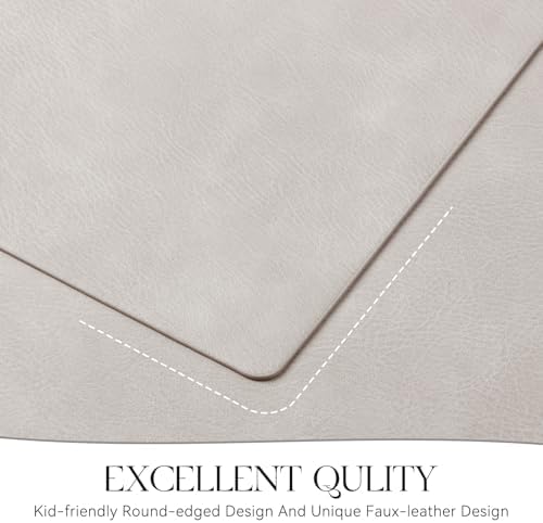MOSAYT Vinyl Faux Leather Placemats, Set of 8, Light Grey - Image 5