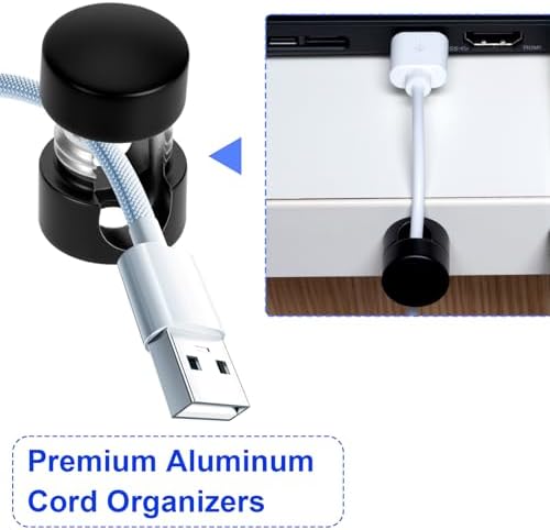 SmallCat 8 Sets Charger Holders for Cords, Matte Black Color Adjustable Cable Anchor Holders, Adhesive Metal Cord Clips, Cable Management Wire Organizers for Desk, Office, Nightstand - Image 5