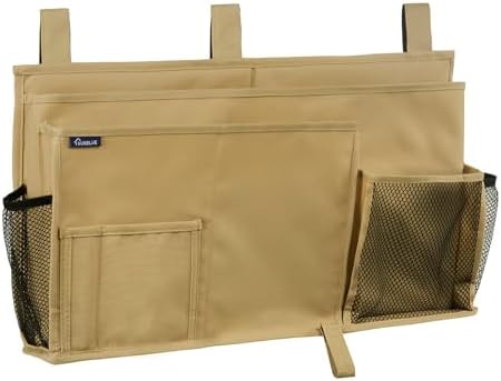 Surblue Bedside Caddy Hanging Bed Organizer Storage Bag Pocket for Bunk and Hospital Beds, College Dorm Rooms Baby Bed Rails,Camp 8 Pockets (Khaki) by SURBLUE