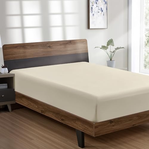 FreshCulture Queen Fitted Sheet - Hotel Quality, Ultra Soft & Breathable Brushed Microfiber, Deep Pocket, Cooling Fitted Sheets for Queen Size Bed (Cream) by FreshCulture