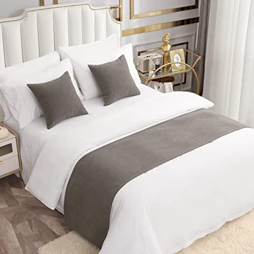 AMBERIS Bed Runner Single Layer Chenille Grey, Modern Style Bed Scarves for Home Hotel Decorations (Pillowcases Sold Separately) by AMBERIS