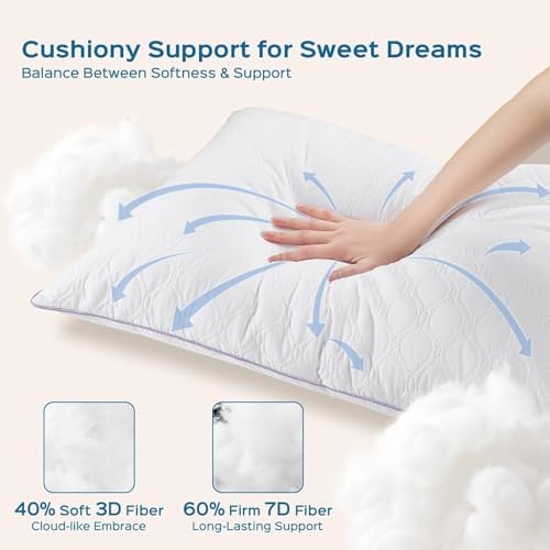 JOLLYVOGUE Pillows Standard Set of 4, Bed Pillow for Side, Back, and Stomach Sleepers, Down Alternative Filled Full Size Pillows, Luxury Hotel Quality and Machine Washable, 26" x 17", 4 Pack - Image 2