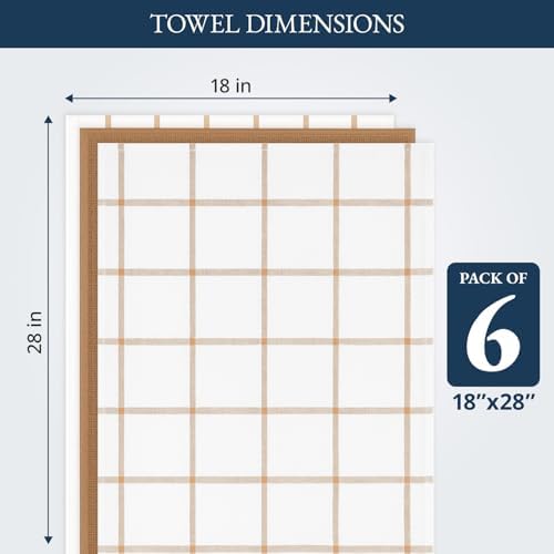 LANE LINEN Kitchen Dish Towels 100% Cotton Soft & Absorbent 6 Pack - Beige - Image 3