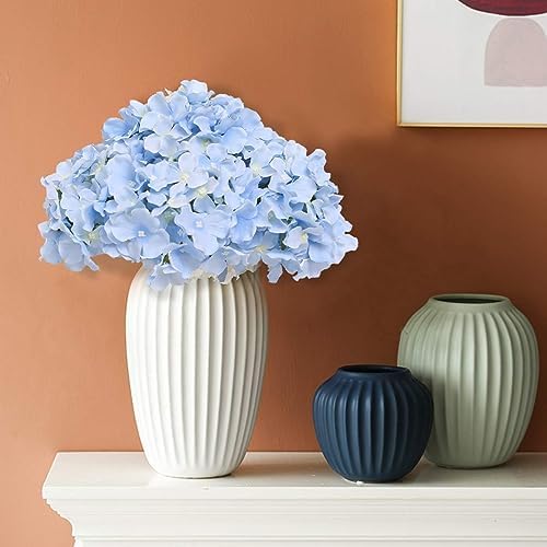 Fake Blue Hydrangea Artificial Flowers - Faux Silk Hydrangeas Flowers Heads with Stems Real Touch for Home Wedding Party Table Decor(Blue,Pack of 10) - Image 2