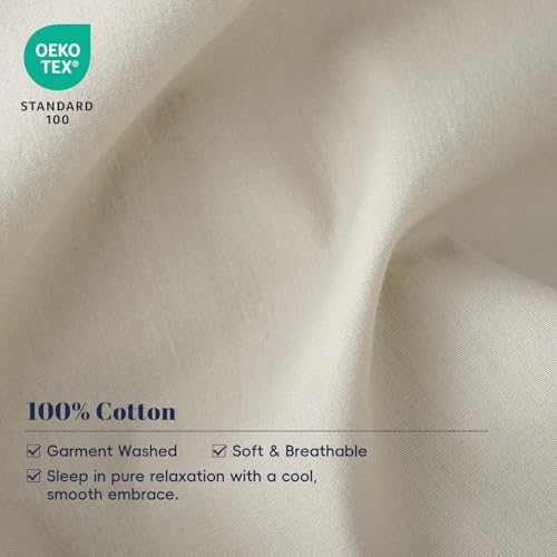 PHF Washed Cotton Ruffle Pillowcases Standard 20"x26", Tofu, No Insert - Image 4