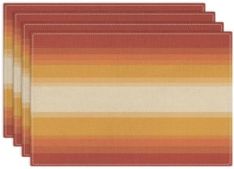 Emvency Farmhouse Placemats Set of 4, 12x18 Inch, Geometric Striped by Emvency