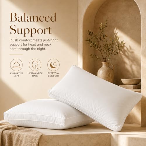 Hotel Collection Bed Pillow Queen Size 1 Count Down Alternative Filling Soft & Fluffy Breathable Pillow for Back, Stomach or Side Sleepers, Machine Washable (Queen (U.S. Standard)) - Image 7