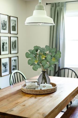 DILATATA Artificial Eucalyptus Stems in Glass Vase with Faux Water, 13" Fake Plant Eucalyptus Leaves Greenery for Table Centerpiece Office Home Decor - Black - Image 5