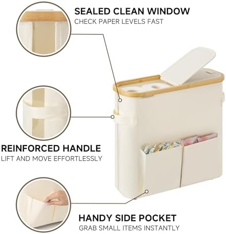 StorageWorks Toilet Paper Basket with Lid, Holds 9 Mega or 12 Regular - Image 4