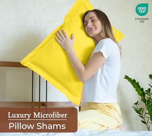 Royale Linens Microfiber King Size Pillow Shams Set of 2 - Yellow Shams - Image 6