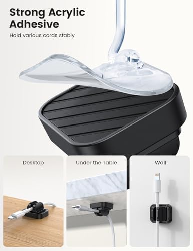 Lamicall 10 Pack [Spring Fixed] Cord Holder, Adjustable Desk Cable Clips - Image 3